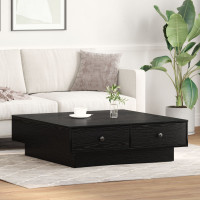 Produktbild för Kaffeebord Svart Ek 90 x 90 x 28 cm Konstruerat trä