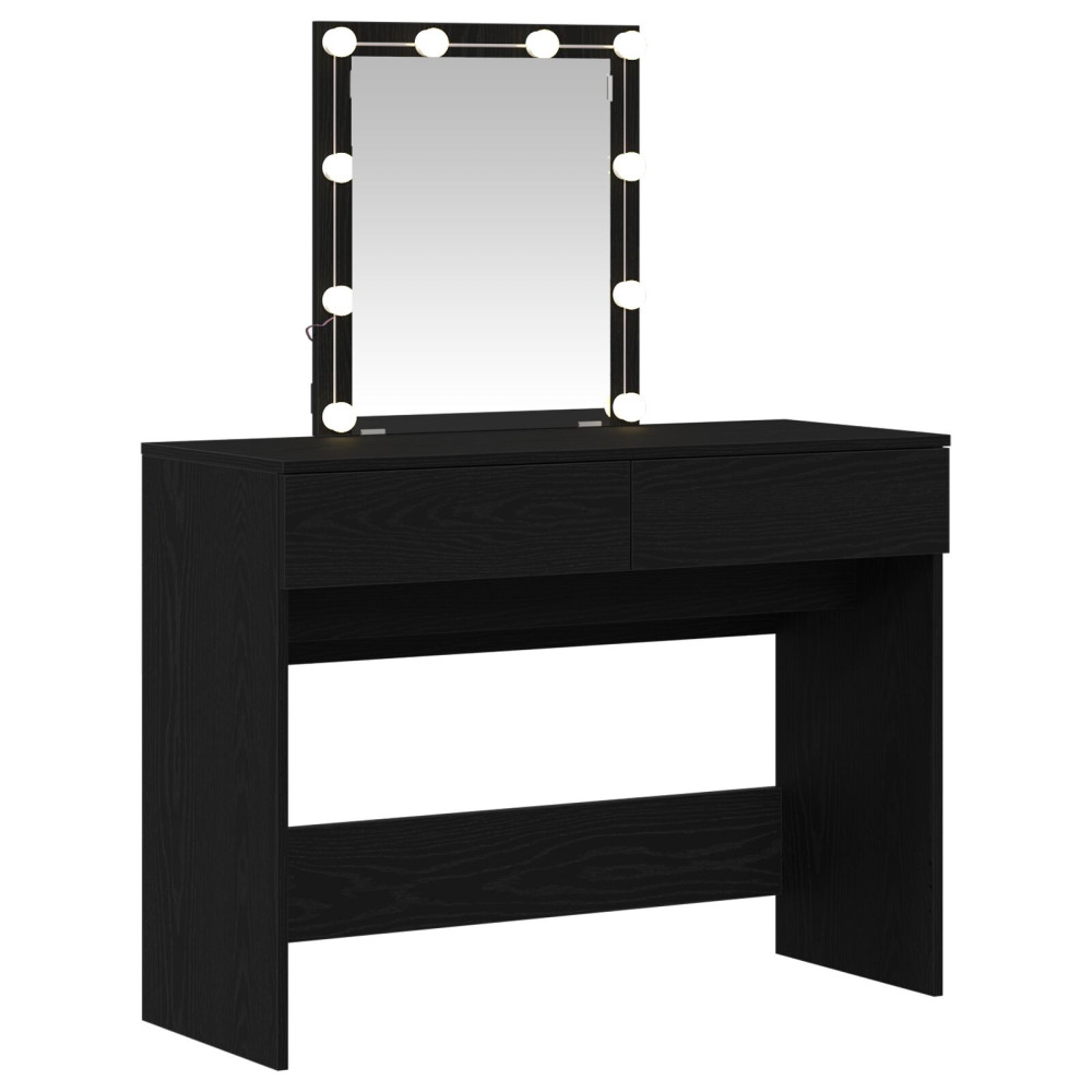 Produktbild för Smyckebord med låda Svart Ek 100 x 40 x 130 cm Konstruerat trä