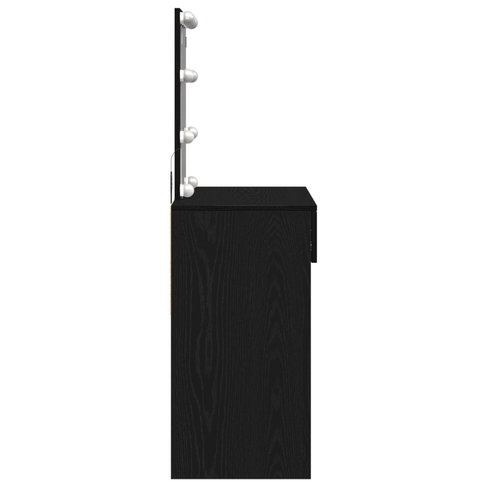 Produktbild för Smyckebord med låda Svart Ek 100 x 40 x 130 cm Konstruerat trä