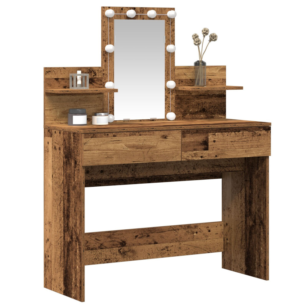 Produktbild för Smyckebord Gammalt trä 100 x 40 x 130 cm Konstruerat trä