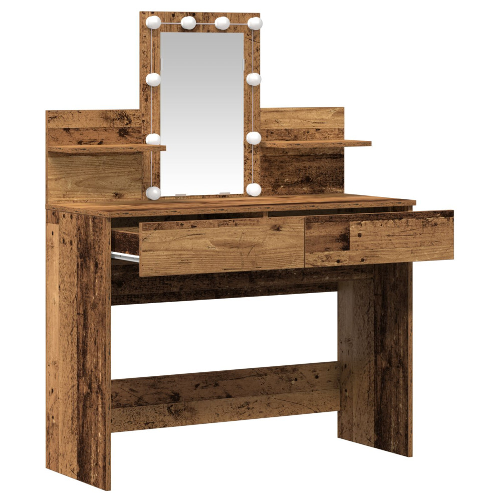 Produktbild för Smyckebord Gammalt trä 100 x 40 x 130 cm Konstruerat trä