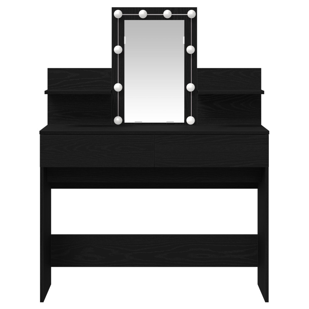 Produktbild för Smyckebord med låda Svart Ek 100 x 40 x 130 cm Konstruerat trä