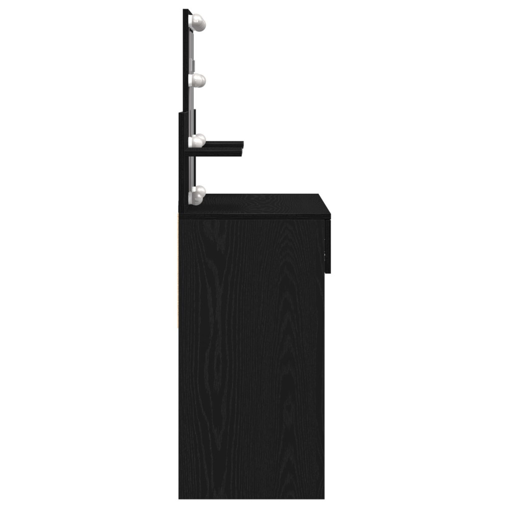 Produktbild för Smyckebord med låda Svart Ek 100 x 40 x 130 cm Konstruerat trä