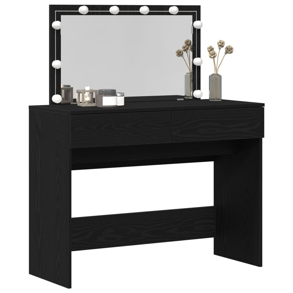 Produktbild för Smyckebord med låda Svart Ek 100 x 40 x 120 cm Konstruerat trä