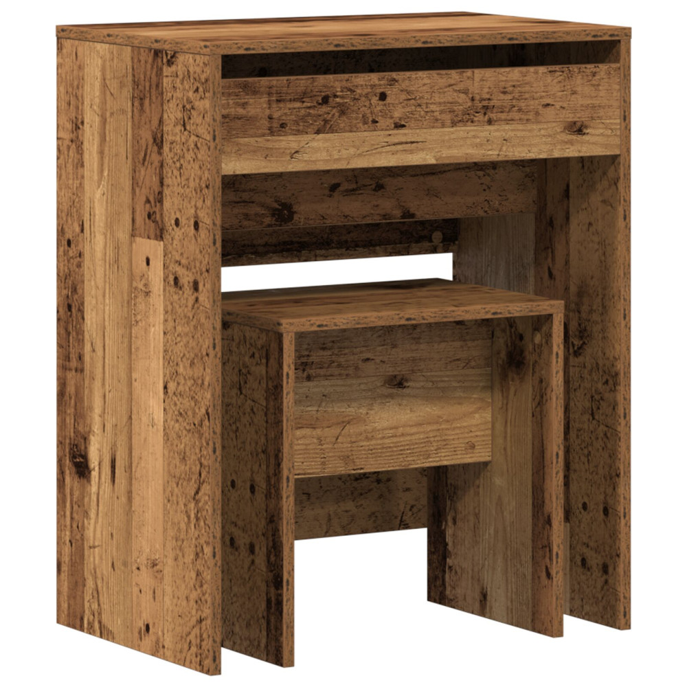 Produktbild för Sminkbord med låda Gammalt trä 60 x 40 x 75 cm Konstruerat trä