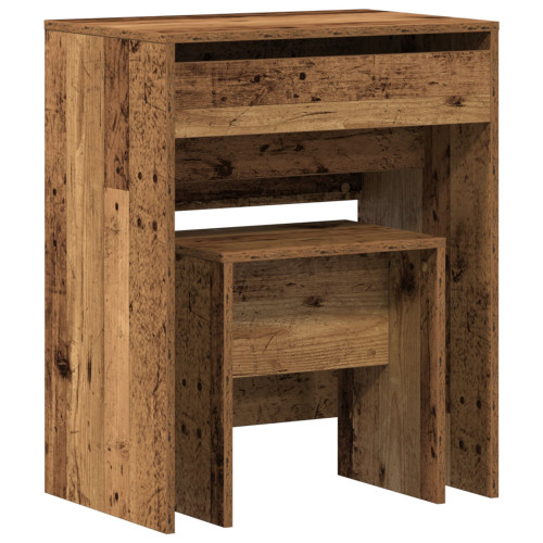 vidaXL Sminkbord med låda Gammalt trä 60 x 40 x 75 cm Konstruerat trä