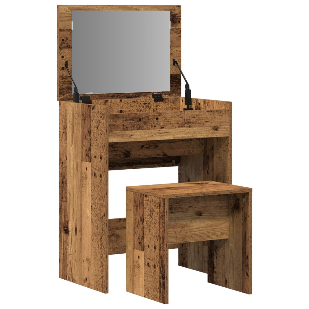 Produktbild för Sminkbord med låda Gammalt trä 60 x 40 x 75 cm Konstruerat trä
