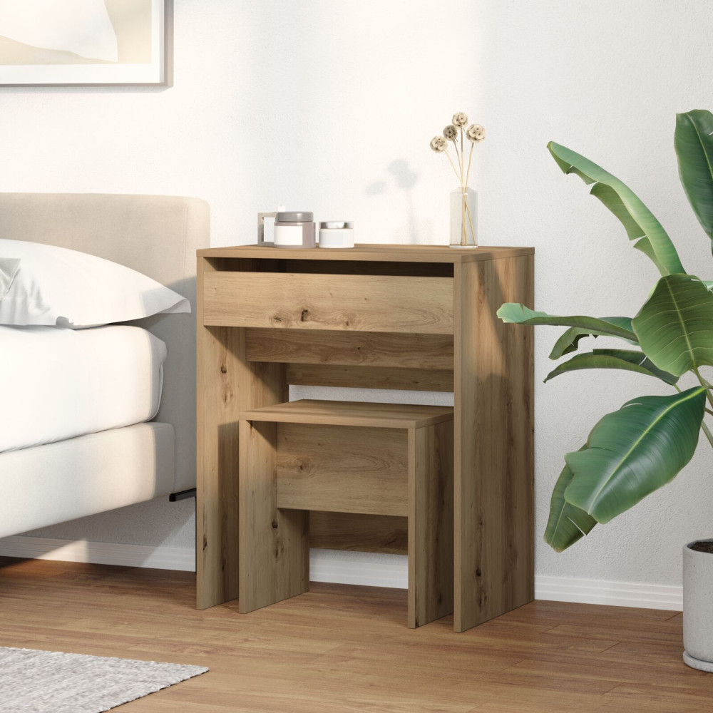 Produktbild för Sminkbord med låda artisan ek 60 x 40 x 75 cm Konstruerat trä