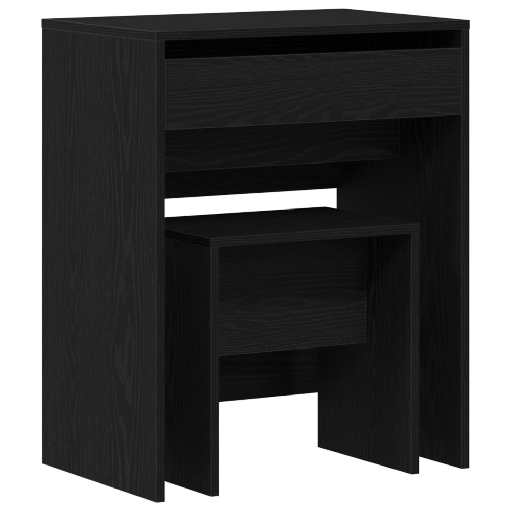 Produktbild för Sminkbord med låda Svart ek 60 x 40 x 75 cm Konstruerat trä