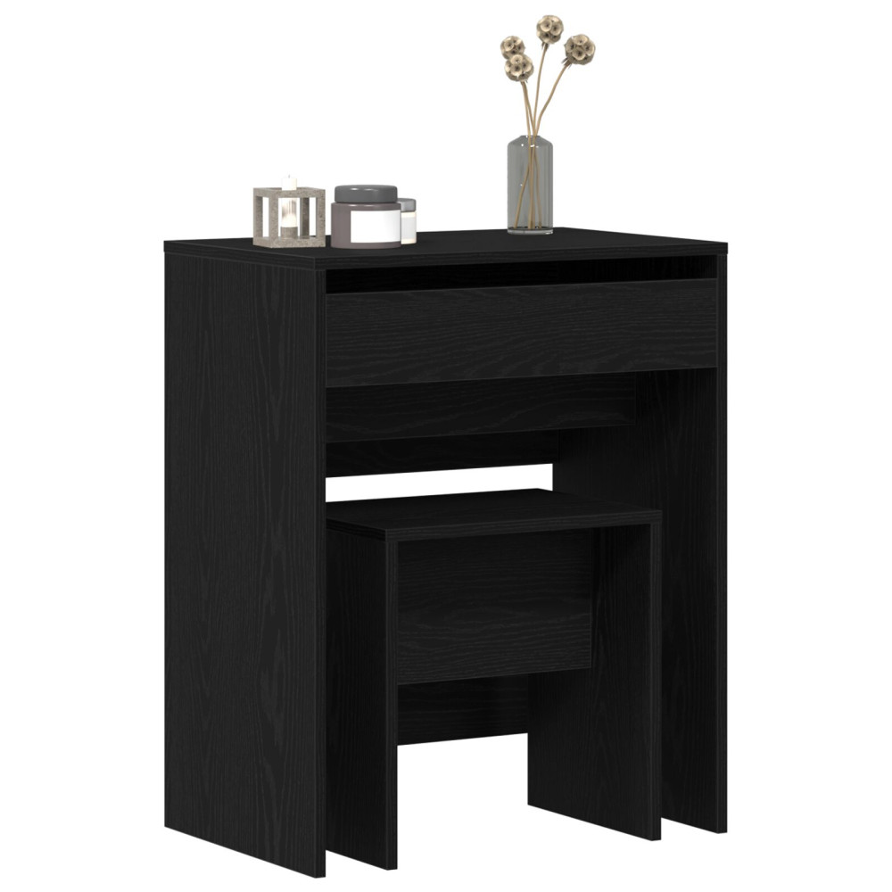 Produktbild för Sminkbord med låda Svart ek 60 x 40 x 75 cm Konstruerat trä