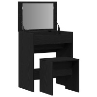 Produktbild för Sminkbord med låda Svart ek 60 x 40 x 75 cm Konstruerat trä