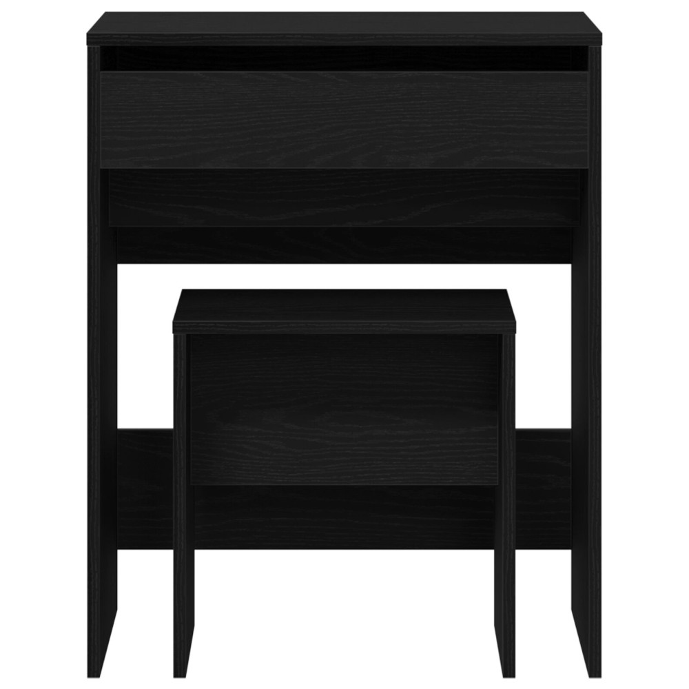 Produktbild för Sminkbord med låda Svart ek 60 x 40 x 75 cm Konstruerat trä