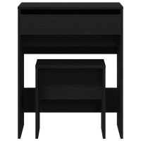 Produktbild för Sminkbord med låda Svart ek 60 x 40 x 75 cm Konstruerat trä