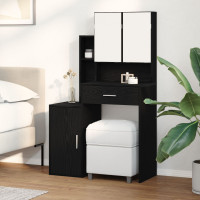Produktbild för Smyckebord med låda Svart Ek 80 x 35 x 132 cm Konstruerat trä