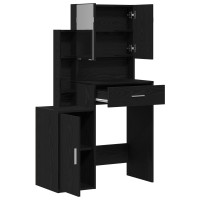 Produktbild för Smyckebord med låda Svart Ek 80 x 35 x 132 cm Konstruerat trä