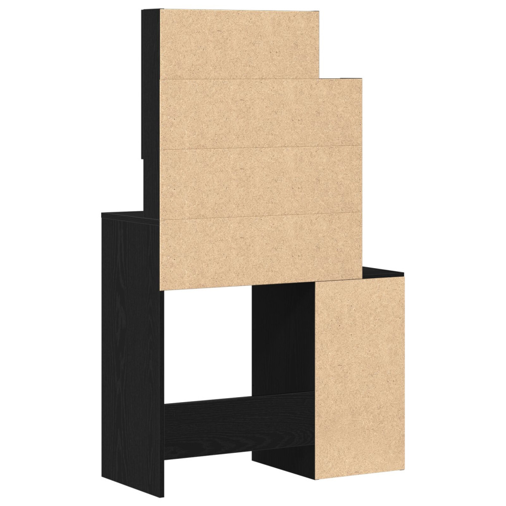 Produktbild för Smyckebord med låda Svart Ek 80 x 35 x 132 cm Konstruerat trä
