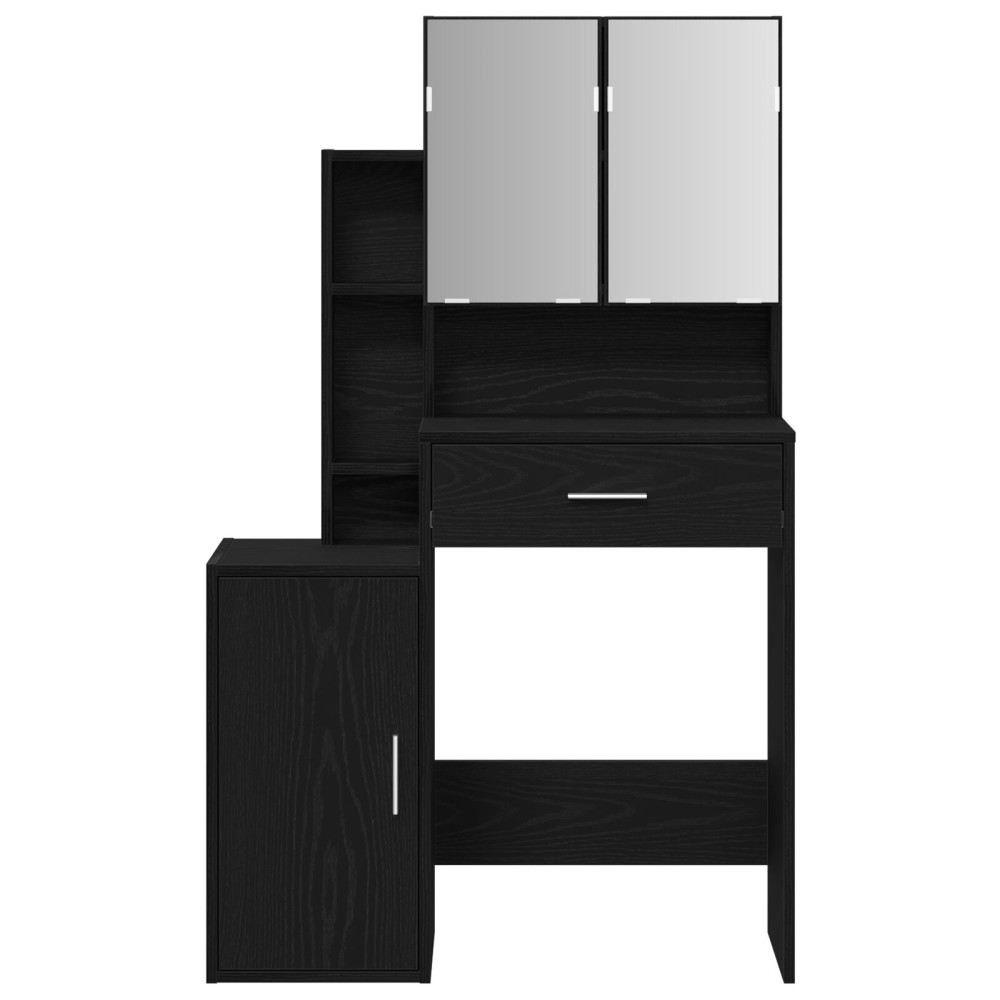 Produktbild för Smyckebord med låda Svart Ek 80 x 35 x 132 cm Konstruerat trä