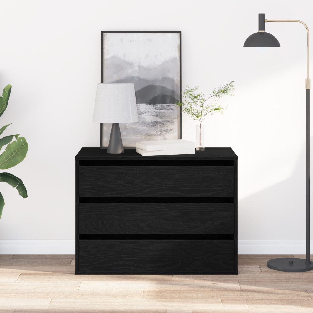 Produktbild för Lådans skåp med låda Svart 80 x 41 x 58 cm Konstruerat trä