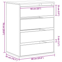 Produktbild för Lådans skåp med låda Svart 60 x 41 x 76 cm Konstruerat trä
