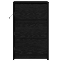 Produktbild för Nattduksbord med låda Svart Ek 38 x 34 x 61 cm Konstruerat trä