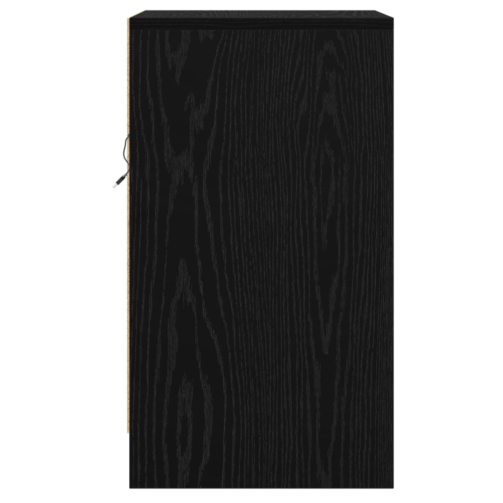 Produktbild för Nattduksbord med låda Svart Ek 38 x 34 x 61 cm Konstruerat trä