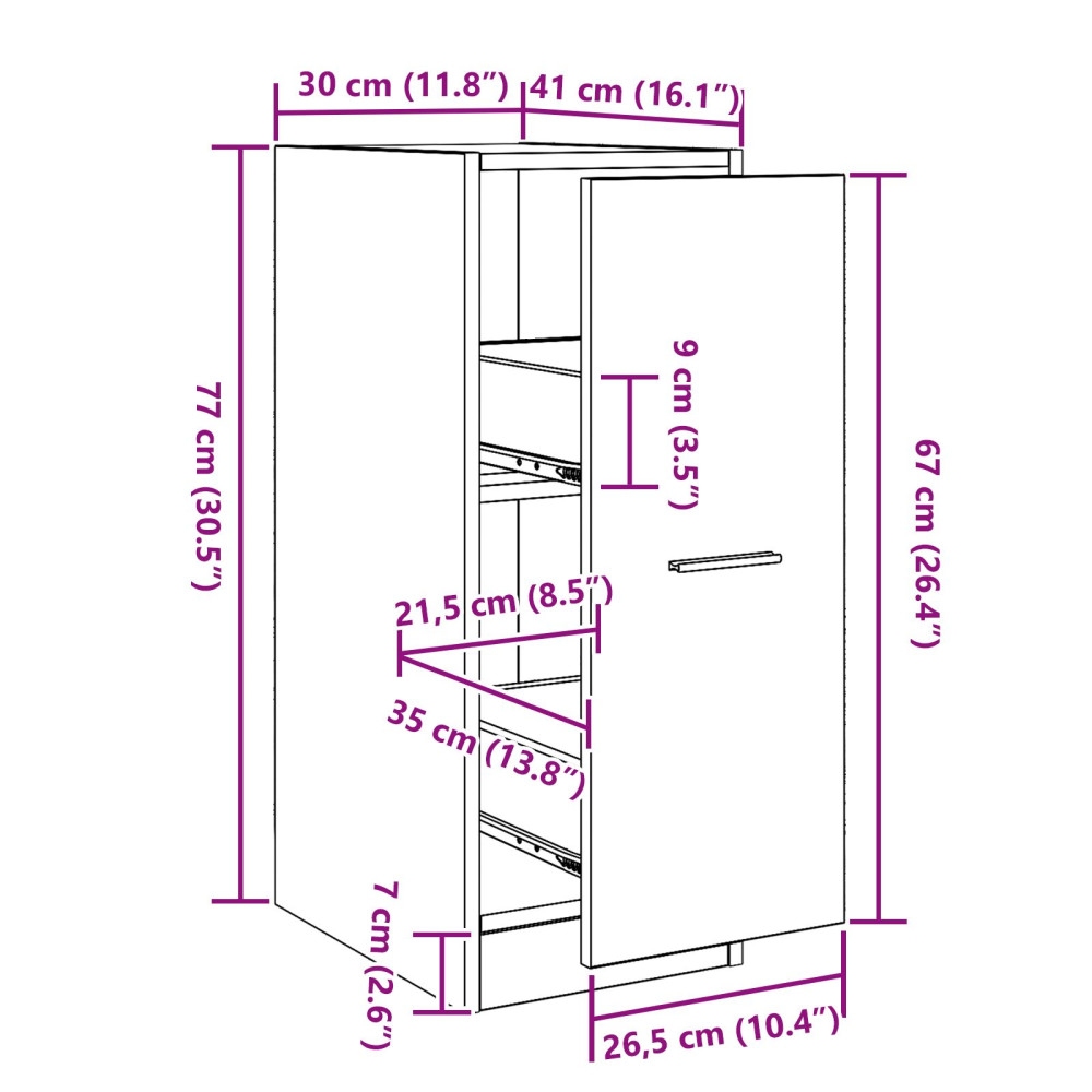 Produktbild för Apoteksskåp Svart ek 30 x 41 x 77,5 cm Konstruerat trä