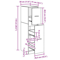 Produktbild för Apoteksskåp Svart ek 30 x 41 x 118 cm Konstruerat trä