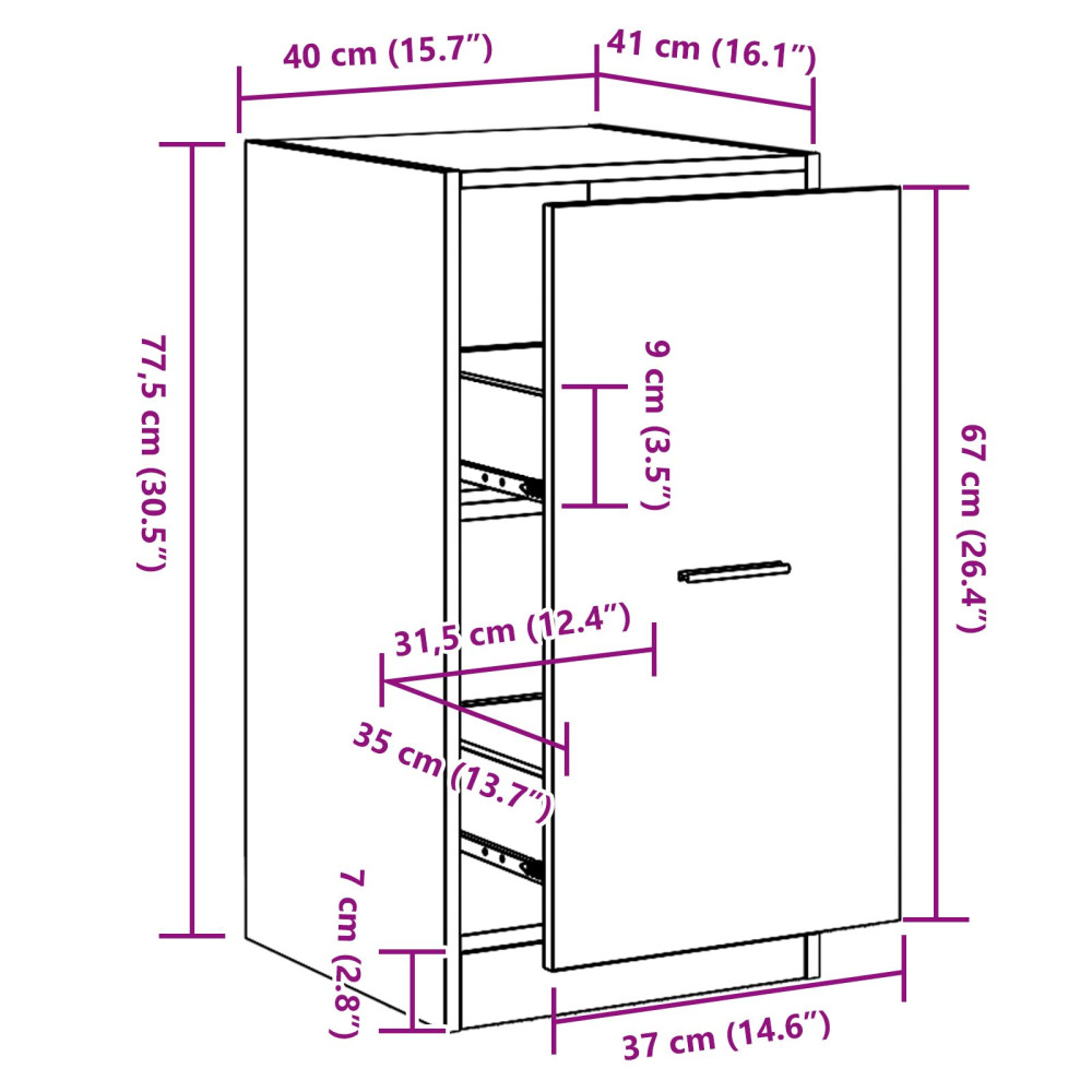Produktbild för Apoteksskåp Svart ek 40 x 41 x 77.5 cm Konstruerat trä