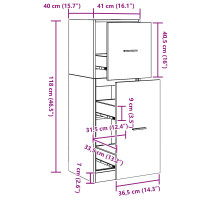 Produktbild för Apoteksskåp Svart ek 40 x 41 x 118 cm Konstruerat trä