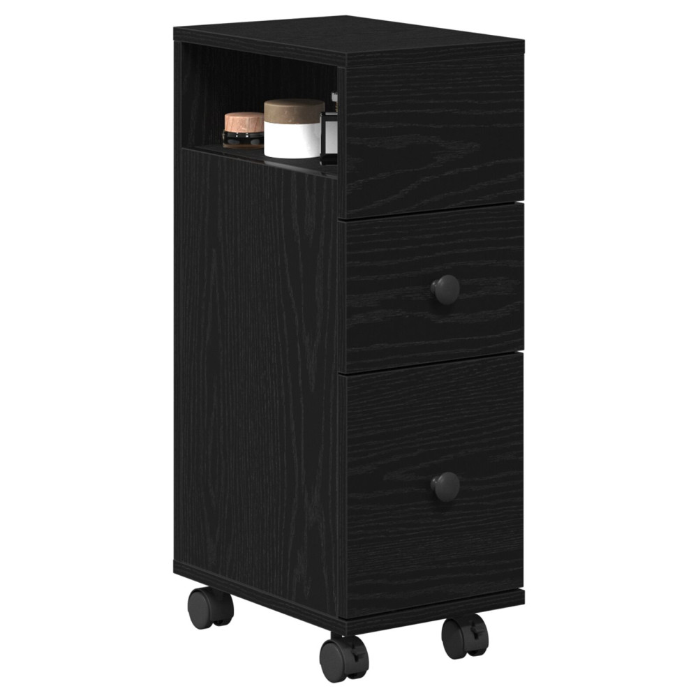 Produktbild för Badrumsmöbelset Svart Ek 33 x 23 x 65 cm Konstruerat trä