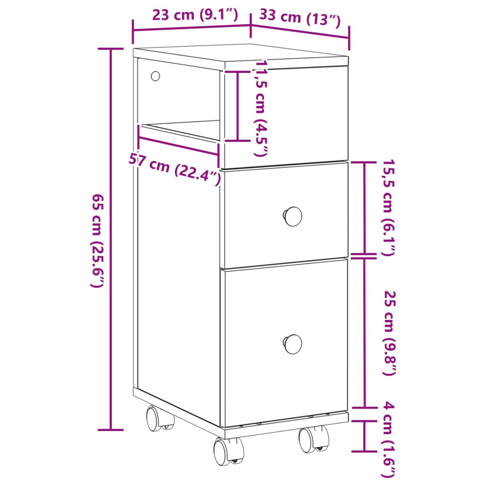 Produktbild för Badrumsmöbelset Svart Ek 33 x 23 x 65 cm Konstruerat trä