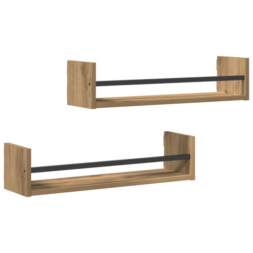 vidaXL Vägg hylla Väggmonterad 2 pcs Artisan Ek 60 x 16 x 14 cm
