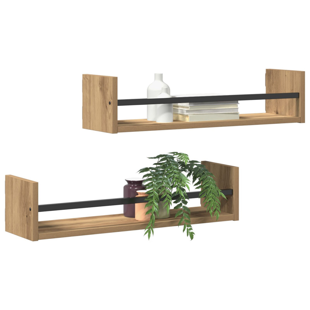 Produktbild för Vägg hylla Väggmonterad 2 pcs Artisan Ek 60 x 16 x 14 cm