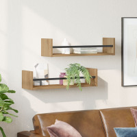 Produktbild för Vägg hylla Väggmonterad 2 pcs Artisan Ek 60 x 16 x 14 cm