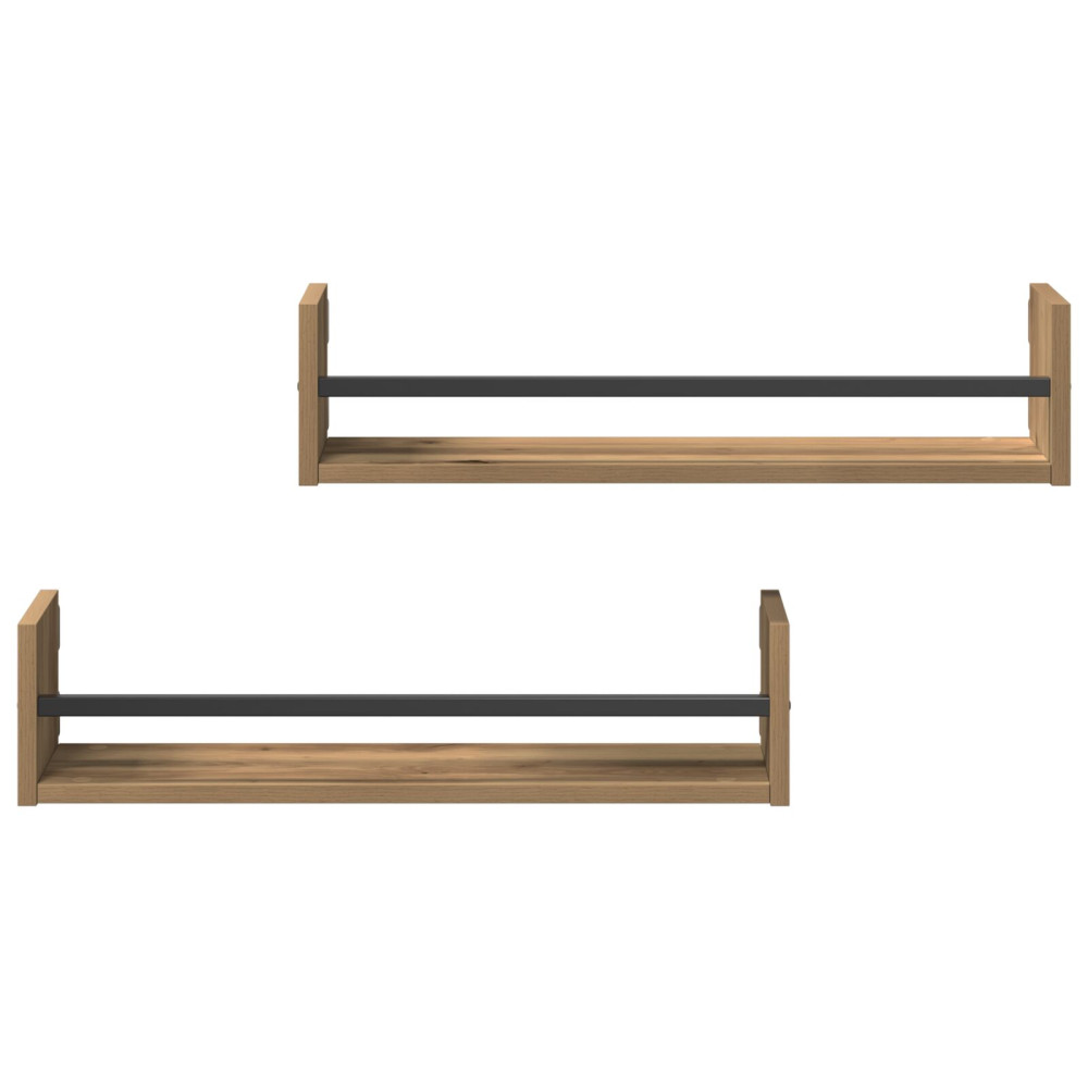 Produktbild för Vägg hylla Väggmonterad 2 pcs Artisan Ek 60 x 16 x 14 cm