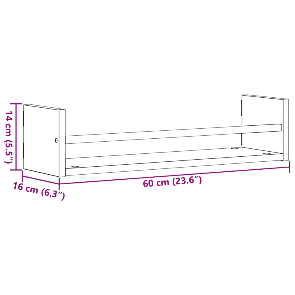Produktbild för Vägg hylla Väggmonterad 2 pcs Artisan Ek 60 x 16 x 14 cm