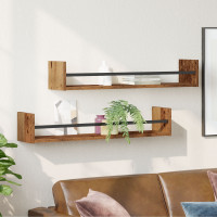 Produktbild för Vägg hylla Väggmonterad 2 pcs Gammalt trä 80 x 16 x 14 cm