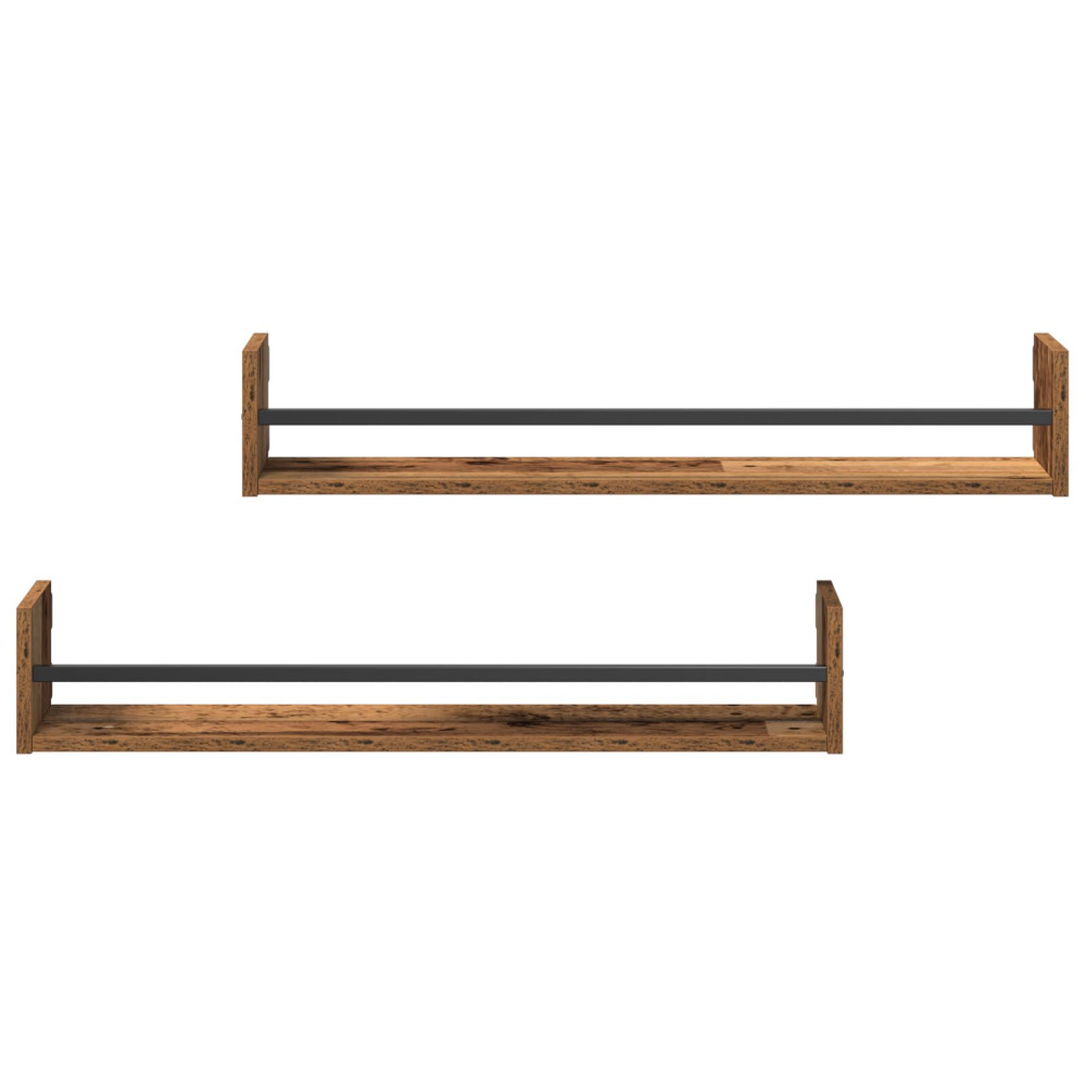 Produktbild för Vägg hylla Väggmonterad 2 pcs Gammalt trä 80 x 16 x 14 cm