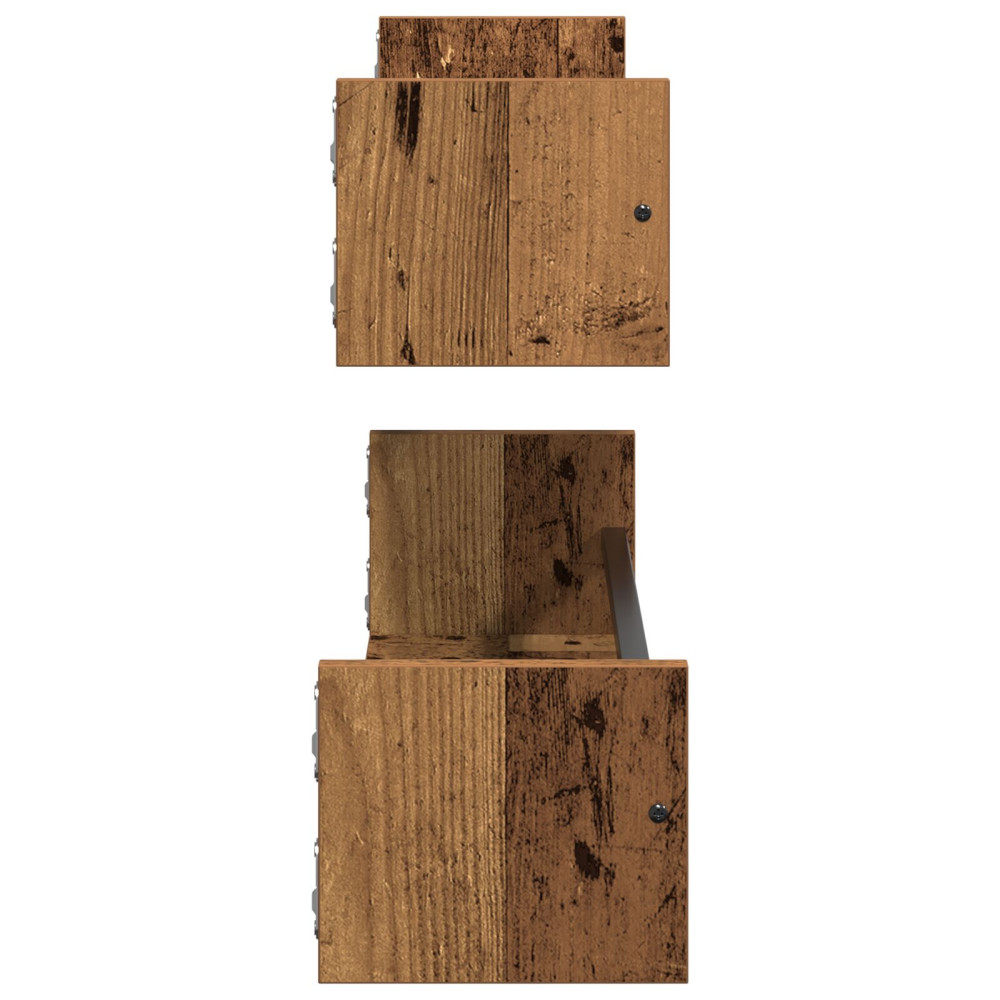 Produktbild för Vägg hylla Väggmonterad 2 pcs Gammalt trä 80 x 16 x 14 cm