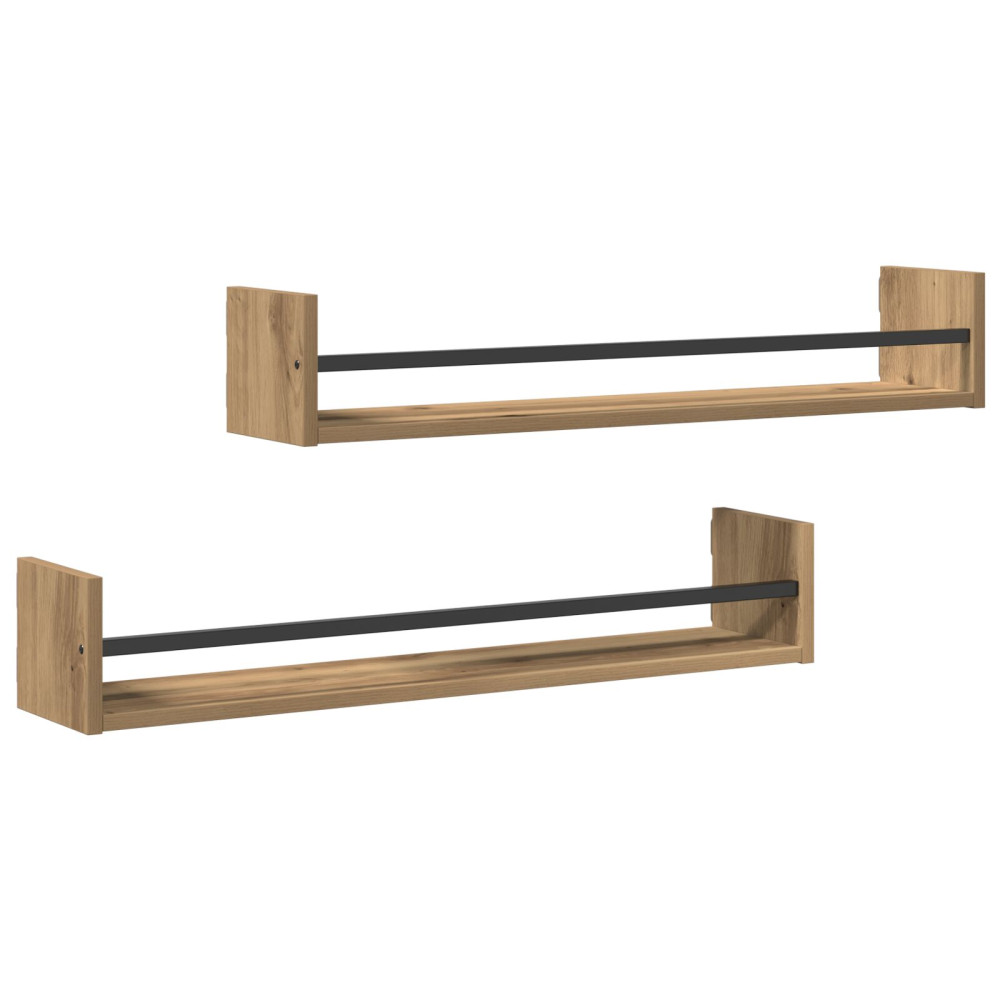 Produktbild för Vägg hylla Väggmonterad 2 pcs Artisan Ek 80 x 16 x 14 cm