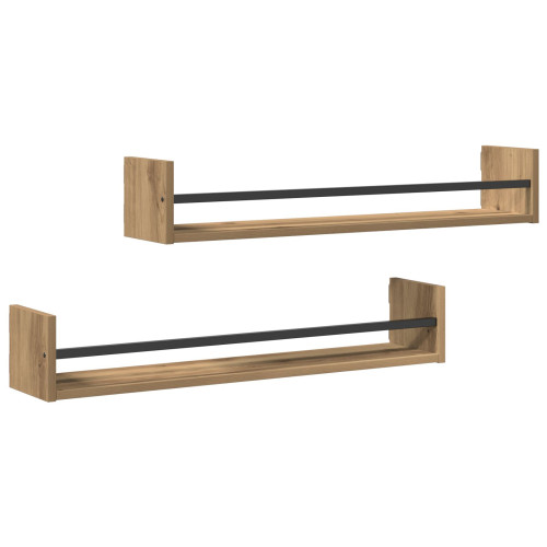 vidaXL Vägg hylla Väggmonterad 2 pcs Artisan Ek 80 x 16 x 14 cm