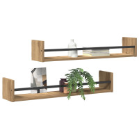 Produktbild för Vägg hylla Väggmonterad 2 pcs Artisan Ek 80 x 16 x 14 cm