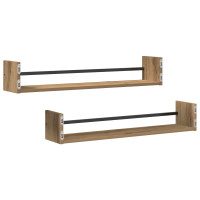 Produktbild för Vägg hylla Väggmonterad 2 pcs Artisan Ek 80 x 16 x 14 cm