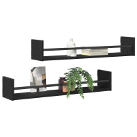 Produktbild för Vägg hylla Väggmonterad 2 pcs Svart Ek 80 x 16 x 14 cm