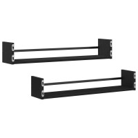 Produktbild för Vägg hylla Väggmonterad 2 pcs Svart Ek 80 x 16 x 14 cm
