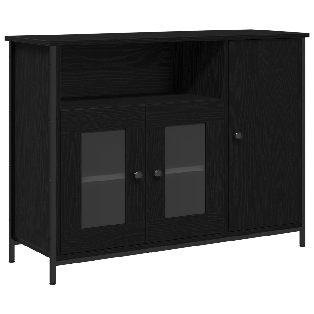 Produktbild för Sideboard Svart Ek 100 x 35 x 75 cm