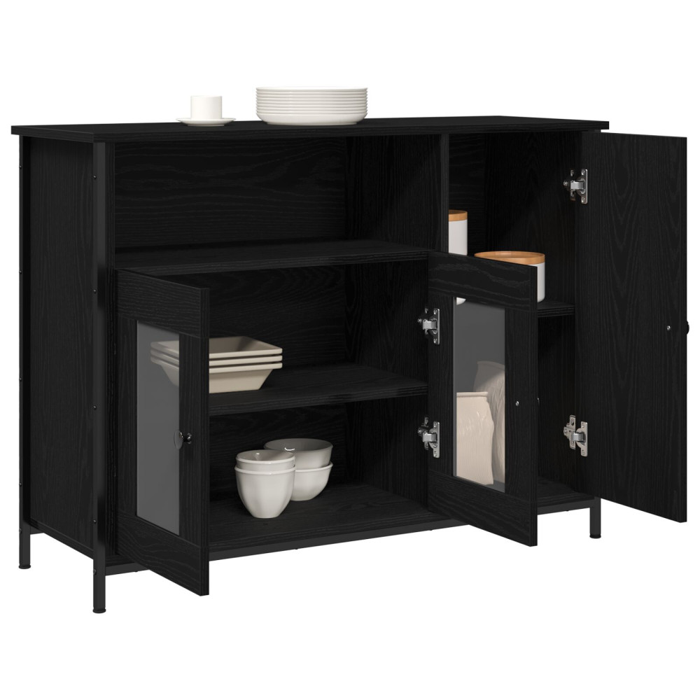Produktbild för Sideboard Svart Ek 100 x 35 x 75 cm