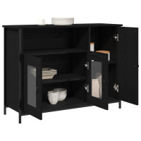 Produktbild för Sideboard Svart Ek 100 x 35 x 75 cm