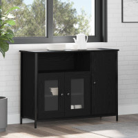 Produktbild för Sideboard Svart Ek 100 x 35 x 75 cm