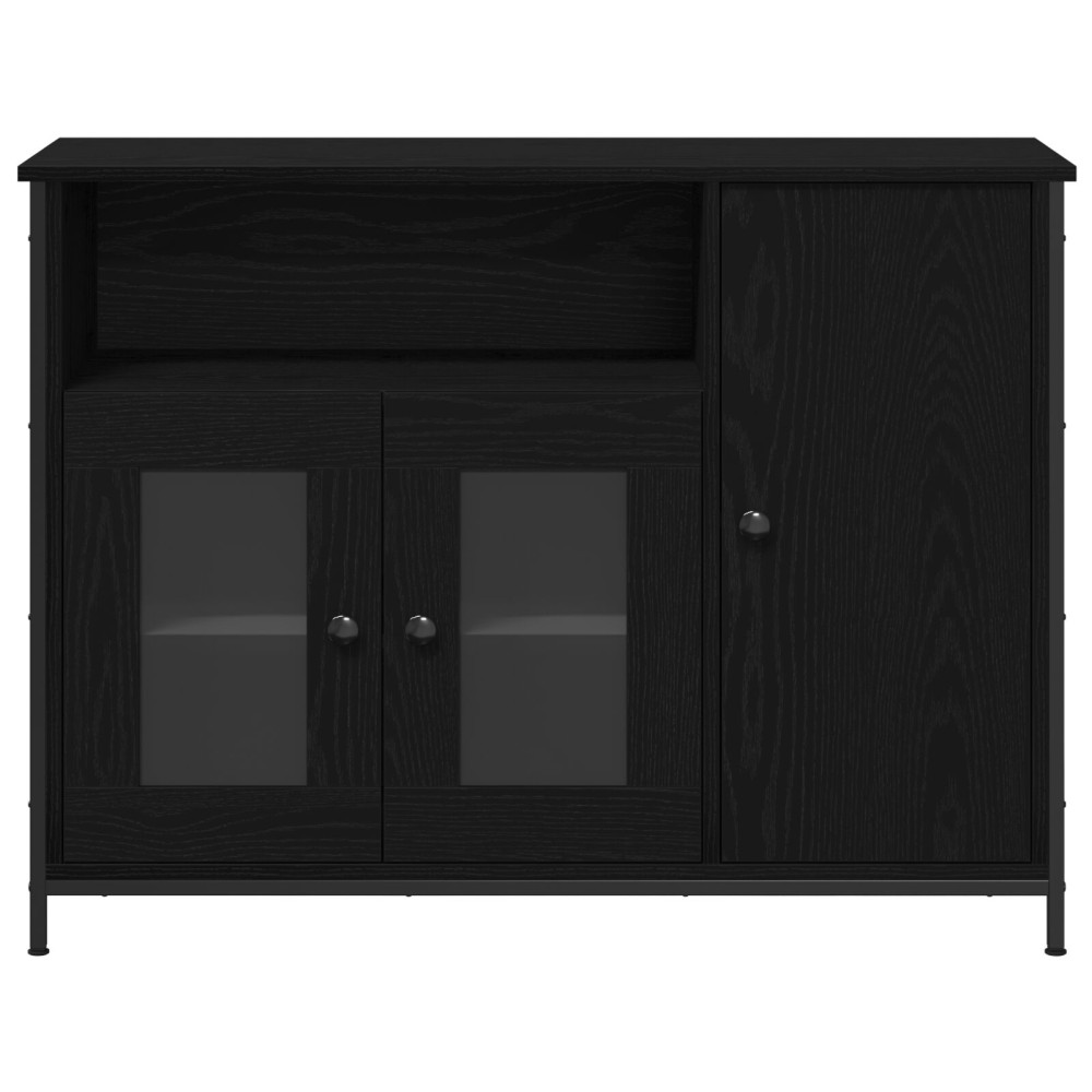 Produktbild för Sideboard Svart Ek 100 x 35 x 75 cm
